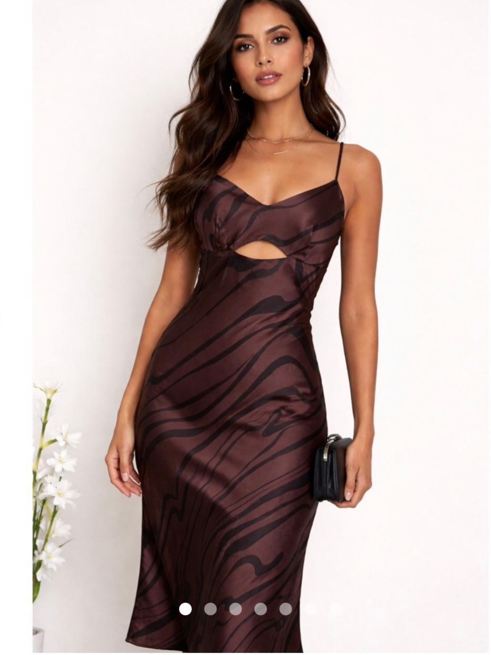 House of Harlow Women's Brown and Black Dress midi maxi slip dress cut out